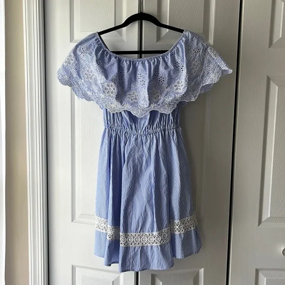 Altar'd State | Dresses | Altard State Off The Shoulder Dress Blue Lace |  Poshmark